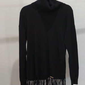 Michael Kors ong sleeve Cowl neck sweater with fringe.frin
